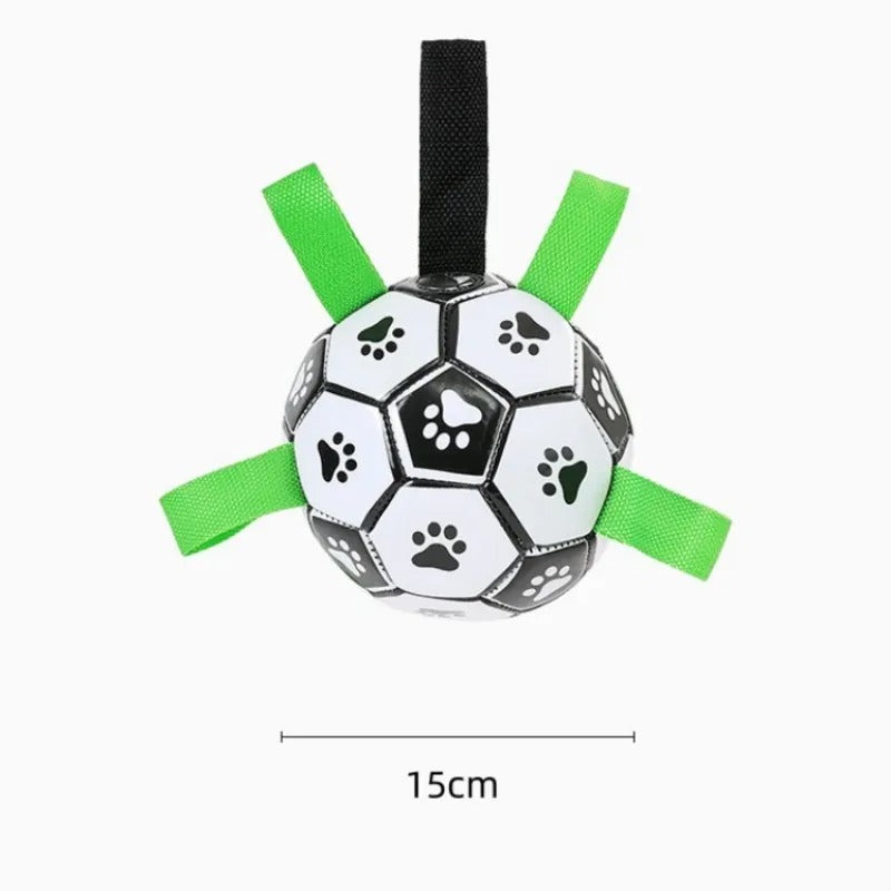Robust dog toy ball with pull handles