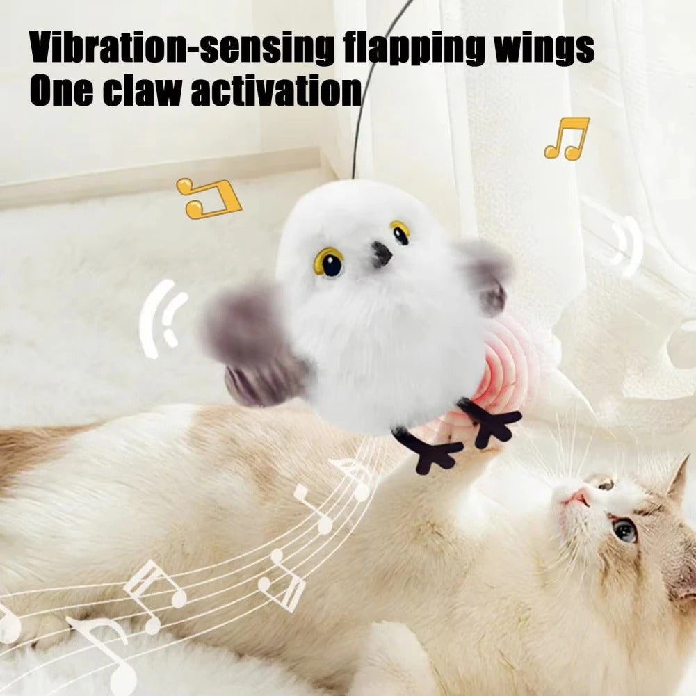 Fluttering and chirping bird cat toy