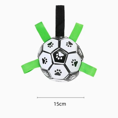 Robust dog toy ball with pull handles